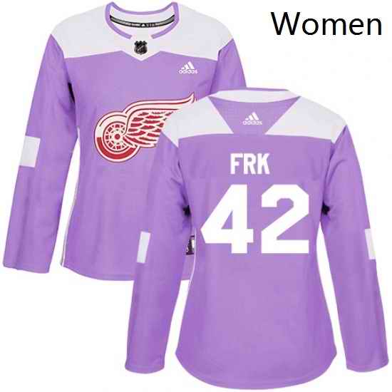 Womens Adidas Detroit Red Wings 42 Martin Frk Authentic Purple Fights Cancer Practice NHL Jersey